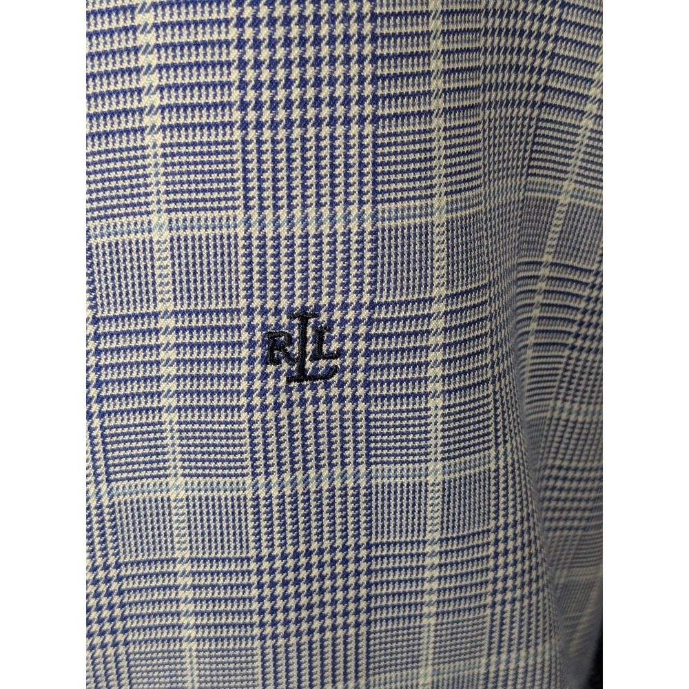 Lauren Ralph Lauren Women's 100% Silk Blue Houndstooth Button Down Blouse Size 8 - Picture 5 of 11